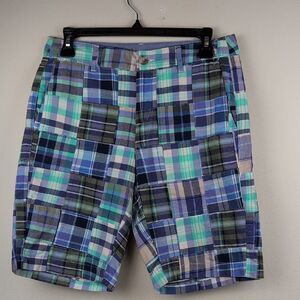 L. L. Bean Favorite Fit Plaid Madras Patchwork Shorts Size 4 Preppy
